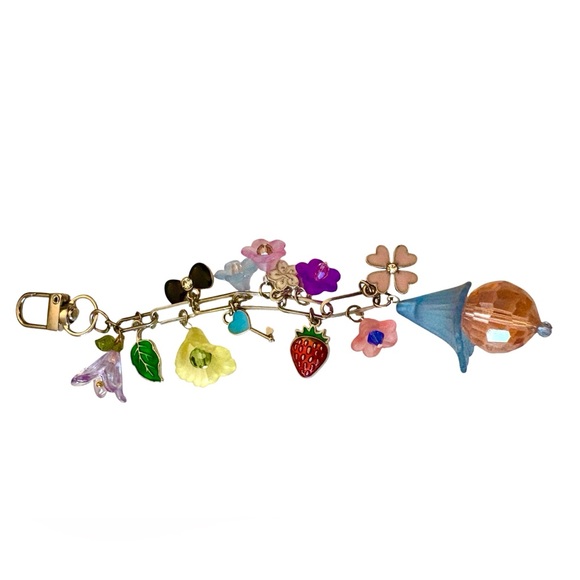 Assorted Enamel Charms, Lucite Flowers and Swarovski Crystal Bag Charm/Key Chain - Picture 3 of 5
